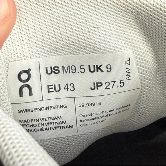 On Running Shoes Mens Size 9.5 Cloud 5 Navy Blue White Low Top Athletic Sneakers - Picture 9 of 10